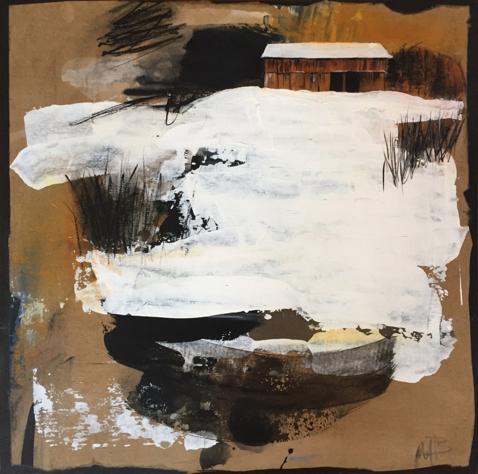 16 x 16 '', mix media on kraft paper, mounted on wood panel - 480 $